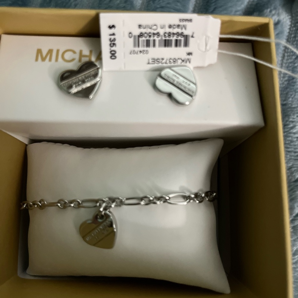 Michael Kors heart set (earrings & bracelet)